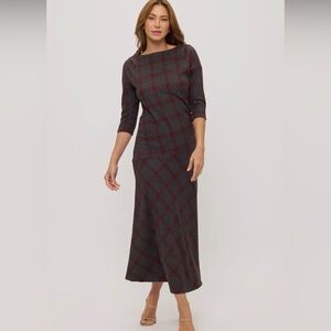 Renee C. Long Sleeve Plaid Dress in Black and Red